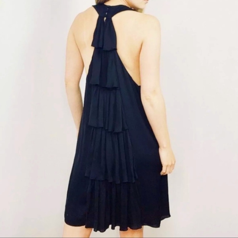Alice + Olivia Silk Black Ruffle Dress NWT